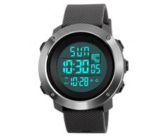 Digitale Sportuhr, militärische Outdoor Uhr für Männer wasserdichte LED wasserdicht Uhren elektronische Gegenlicht 50M wasserdicht Stoppuhr Alarm - Grau