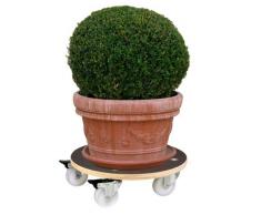 WAGNER Pflanzenroller Maxigrip Ø 38 x 11 cm I Pflanzenroller für Außenbereich + Innenbereich I Transportroller aus Holz FSC® mit 2 Total-Feststellern I Tragkraft 250 kg I Made in Germany - 20110701