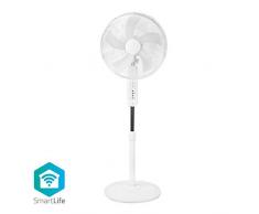 Nedis - Intelligenter WLAN-Ventilator - Stehend - 16 Zoll - 40 cm - Steuerung mit die App oder Tasten - Sprachbefehle - Weiß