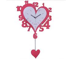 Juli Wanduhr Herz-förmige Pendelwanduhr mit Glasabdeckung Persönlichkeit Uhr Mode kreative Wohnzimmer Wanduhr stumm Wanduhr Holz Dekoration Ornamente (Farbe : A)