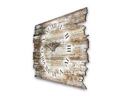 Kreative Feder Holz-Design Landhaus Shabby Style Designer Wanduhr Funkuhr aus Holz *Made in Germany leise ohne Ticken WH041FL 40x27cm (leises Funkuhrwerk)