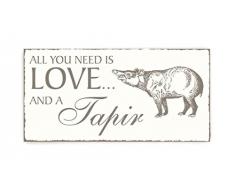 SCHILD Dekoschild « All you need is LOVE and a TAPIR » Shabby Vintage Holzschild Türschild