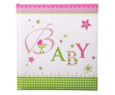 Goldbuch Babyalbum Lovely, Album ca. 30 x 31 cm, Fotoalbum mit 60 weiße Blankoseiten, 4 illustrierten Seiten und Pergamin-Trennblättern, Leinenstruktur bedruckt, Rosa, 15085