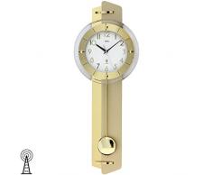 Pendelwanduhr Wanduhr mit Pendel Funk Messing-Applikation auf Holzrückwand