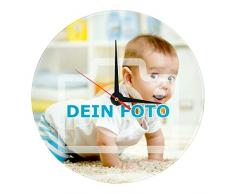 Wanduhr mit eigenem Foto gestalten (Uhr mit individuellem Bild Bedruckt, per Thermo-Sublimationsdruck, inkl. Uhrwerk, aus echtem Glas, ideal als Fotogeschenk)
