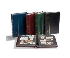 Leuchtturm Briefmarken-Sammel-Album, Einsteckbuch Premium, DIN A4, 32 Schwarze Seiten, wattierter Ledereinband, blau