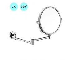 LNDDP Kosmetikspiegel Wand 8-Zoll-beidseitig drehbarer Wandspiegel an der Wand, ausziehbarer Klapp-Bad Rasierkosmetik Kosmetikspiegel