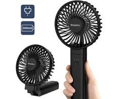 EasyAcc Handventilator 5000mAh USB Ventilator Tragbarer Mini Lüfter Elektrischer - Aufladbarem Batterie Faltbar Kompatibel mit Laptop Multi Port Steckdose für Reisen und Zuhause,Schwarz