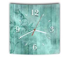 LAUTLOSE Designer Wanduhr mit Spruch Holz optik Bretter türkis grau weiß modern Dekoschild Abstrakt Bild 29,5 x 28cm