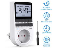 RATEL Digitale Elektronische Zeitschaltuhr Steckdose, 10 Programmierbarer Plug-In-Timer-Schalter mit Reset-Tool, LCD Display und Anti-Theft-Zufallsmodus für Beleuchtung, Lüfter usw.