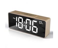 CHEREEKI Digitaler Wecker, 4,6 LED-Display-Uhren mit Sprachsteuerung Funktion, USB-Ladeanschluss, 12/24 Stunden, Snooze Funktion, 25 Weckerlieder, Speicher Batterie, für Schlafzimmer, Büro & Reise