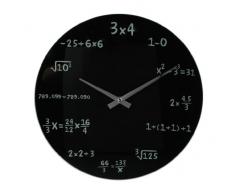 Designer Wanduhr aus Glas INKLUSIV Batterie - 35cm schwarz - Mathe Mathematik mathematic Zahlen Formeln - Design Uhr Glasuhr 35 cm rund