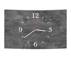 LAUTLOSE Designer Wanduhr Holz Optik grau ebenholz modern Dekoschild Abstrakt Bild 39 x 25cm
