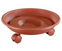 WAGNER Pflanzenroller Serie K Ø 27,5 cm I Pflanzenroller & Blumenroller für Außenbereich + Innenbereich, Terracotta I Kübelroller aus Kunststoff I Tragkraft 30 kg I Made in EU – 20102101