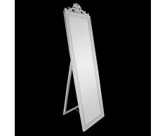 DRULINE Standspiegel Ankleidespiegel Garderobenspiegel Ganzkörperspiegel mit Kronenrand Barock-Stil Kunststoff, Glas (Weiß) 170 cm x 45 cm