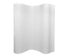 Anself Raumteiler Trennwand aus Bambus 250 x 200 cm Weiß