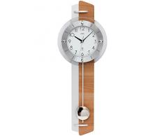 Pendeluhr AMS 5271 Wanduhr mit Pendel Funk , Kernbuche / Aluminium - Applikation Holzrückwand
