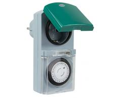 REV OUTDOOR ZEITSCHALTUHR Tempo | mechanische Tageszeit-Schaltuhr | für den Außenbereich IP 44 | mit Kinderschutz | Farbe: grau-grün