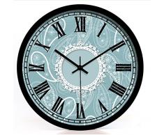 FGDJTYYJ Wanduhr American Barock Muster Metall Wand Wanduhr Ruhe Retro Wanduhr Mode einfach Wohnzimmer Küche Restaurant Schlafzimmer Wanduhr, 35cm