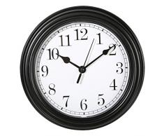 ootb Wanduhr Küchenuhr Uhr Nostalgie Landhaus antik Classic Büro 22 cm Rund (Schwarz)