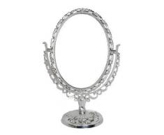 Standspiegel, oval im Antik / Romantik Look (silber) - Kosmetikspiegel