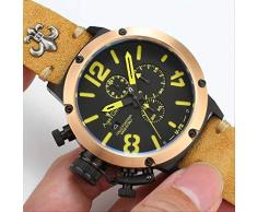 GFDSA Quarz Chronograph Stoppuhr Herren U Chronometer U1001 U72 Chimäre Schwarz Roségold Alter Braun Kuh Leder Bootsuhr AAA Gelb Braun