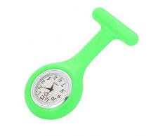 MEIbax Silikon Krankenschwester Uhr Taschenuhr, Schwesternuhr Ansteckuhr, für Health Care Arbeite, Glow Pointer im Dunkeln,Silikonband mit Pin/Clip,Analog-digital,Quarzwerk (Green)