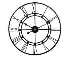 LVPY Wanduhr Vintage, Große Wohnzimmer XXL Antike Wanduhr 60cm Ø aus hochwertigem Metall Uhr Dekoration Wand für Küche Schlafzimmer - Schwarz