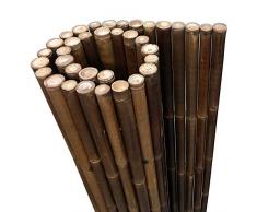 DE-COmmerce Extrem Stabiler Bambus Holz Sichtschutz Zaun XL hochwertiger Windschutz mit geschlossenen und versiegelten Bambusrohren (HxB) 200 cm x 180 cm nigra