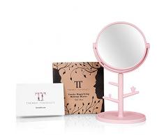Trendy Tendency Schminkspiegel und Schmuckständer – Vergrößerungsspiegel 10X mit Geschenkbox | Tischspiegel 360° Schwenkbar | Kosmetikspiegel und Schmuckbaum | Geschenk für Frauen