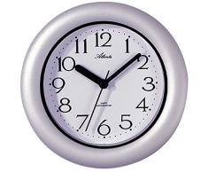 Atlanta - Quarzuhr - Badezimmeruhr - Wanduhr -Tischuhr - Kunststoffgehäuse silbergrau - wassergeschützt