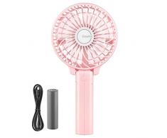 EasyAcc Handventilator Tragbarer Mini Lüfter Elektrischer USB Ventilator mit Aufladbarem LG 2600mAh Batterie Faltbar Kompatibel mit Laptop, Multi Port Steckdose für Reisen und Zuhause - Rosa