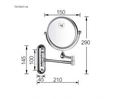 Mnjin Badezimmerspiegel Kupferner an der Wand befestigter doppelseitiger teleskopischer Wandspiegel, Faltbarer eingehängter dekorativer Spiegel, Badezimmer