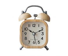 FBGood Doppelglocken Analoge Wecker, Retro Mute Nachttisch Wecker mit LED Nachtlicht Geschenk für Kinderzimmer Schlafzimmer (Beige)