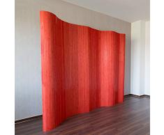 Homestyle4u 304, Raumteiler Bambus, Wellenform Rollbar, Rot Matt, BxH 250x200 cm
