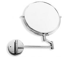 casa pura® Kosmetikspiegel für die Wandmontage | wahlweise mit oder ohne LED Beleuchtung | 3 hohe Vergrößerungsgrade wählbar (7-Fach - ohne LED)