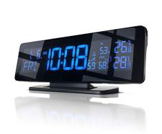 Funk Wetterstation mit Farbdisplay temperaturgesteuert 256 Farben - inkl. Außensensor - Wecker mit Snooze - DCF Signal - Innen- und Außentemperatur - Hygrometeranzeige - Luftfeuchtigkeitsmesser