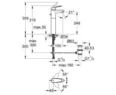 GROHE Eurodisc C Einhand-Waschtischbatterie , für freistehende Waschschüsseln 23055002