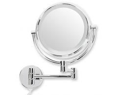 casa pura® Kosmetikspiegel für die Wandmontage | wahlweise mit oder ohne LED Beleuchtung | 3 hohe Vergrößerungsgrade wählbar (7-Fach - mit LED)