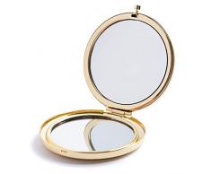 LASISZ Mode Runde Metall Tasche Make-up Spiegel Tragbare Kosmetik Mini Spiegel Mädchen Geschenk Doppelseitige Tasche Spiegel Beauty Tools, Gold