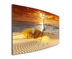 Bilder-Manufaktur Wanduhr Wanduhren Funkwanduhr Quarzwanduhr leises Uhrwerk kein Ticken handgefertigt in Deutschland Bild Bilder Wohnraumaccessoires Wohnraumdekoration Strand Meer 8281-1a