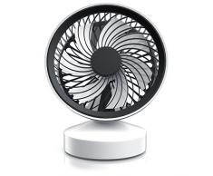 CSL - Tischventilator Ventilator mit Standfuß - Leises Betriebsgeräusch - nur max. 45dB - Ein Aus-Schalter - Energie-sparend nur 3,5W - Ca. 25 Grad neigbar einstellbarer Winkel - schwarz weiß