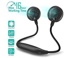 Amacool Nackenventilator, 2600 mAh Batteriebetrieben Mit Nackenband und 6 Geschwindigkeiten Tragbar USB-Ventilator für Heimbüro Reisen Outdoor Sport (Schwarz)