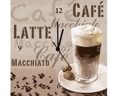 Artland Analoge Wand-Funk-oder Quarz-Uhr Digital-Druck Leinwand auf Holz-Rahmen gespannt mit Motiv Jule Kaffee - Latte Macchiato Ernährung & Genuss Getränke Kaffee Mixed Media Creme A5SZ
