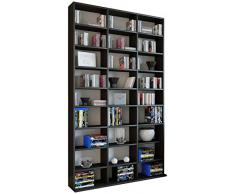 VCM Regal Standregal Medienregal Bücherregal CD DVD Ablage Aufbewahrung Holz Raumteiler Wandregal Schwarz Megosa Maxi