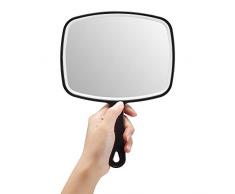 Omiro Handspiegel, extra groß, schwarz, mit Griff, quadratisch, Schwarz , Medium