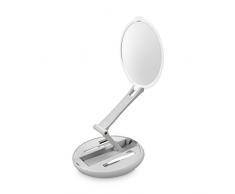 Faltbarer Silk´n Kosmetikspiegel 4 in 1 mit Augenbrauenbürste, Wimpernbürste und Augenbrauen-Pinzette mit schräger Spitze, Schminkspiegel, Make Up Spiegel für unterwegs