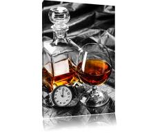 Man Things mit Whiskey und Uhr schwarz/weiß Format: 60x40 auf Leinwand, XXL riesige Bilder fertig gerahmt mit Keilrahmen, Kunstdruck auf Wandbild mit Rahmen, günstiger als Gemälde oder Ölbild, kein Poster oder Plakat