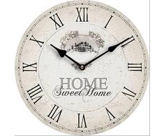 Tinas Collection Nostalgie Wanduhr Ø30 cm, Motiv Home Sweet Home, Shabby Look