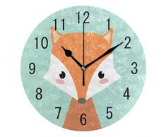 Use7 Wanduhr, rund, Acryl, Motiv: Fuchs im Winter, nicht tickend, geräuschlose Uhr, Kunst für Wohnzimmer, Küche, Schlafzimmer